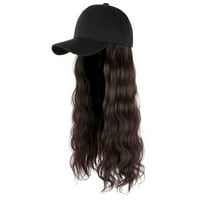 Козирки за жени бейзболна шапка коса вълна къдрава прическа Регулируема перука шапка прикрепена дълга коса B + един размер
