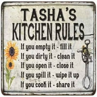 Кухненски правила на Tasha Chic Sign Vintage Decor Метален знак 112180032461