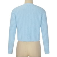 Vivianyo hd пуловери за жени просвет плюс размер женски моден есен и зима ежедневно кръгло шия с дълъг ръкав плътен пуловер върхове блуза флаш пики синьо