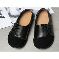 Colisha дамски ежедневни обувки Slip on Flats Comfort Loafers Дами кожени кожени пешеходни обувки дантела черно 5.5