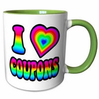 3Drose Groovy Hippie Rainbow I Heart Love Coupons - два тона зелена чаша, 11 -унция