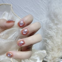 Aurora false nails блясък диамант кратки фалшиви нокти за жени и момичета желе лепило модел