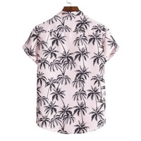 Мъжки върхове клирънс Мъжки модни етнически къси ръкав Небрежен печат Хавайска риза Блузна тениска флаш пики розово 10