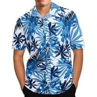 Мъжки ризи Просверие дълъг ръкав Мъжки хавайски щампа с ревера с късо ръкав риза JE xxxl