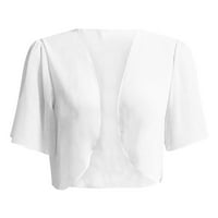 Tuphregyow женски връхни дрехи моден за клирънс на открито отворени предни жилетка нов стил солиден дишащ свободно време с къс ръкав Cardigan Casual Comfy Blouse White S