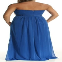 Papell дамски синьо украсен без ръкави без презрамки с пълна дължина абитуриентска рокля 2