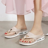 Клин въздух възглавници с ремъци на сандали с отворени пръсти на сандали летни ежедневни жени римски сандали изпускайте флип клип жени сандали сандали за жени беж?