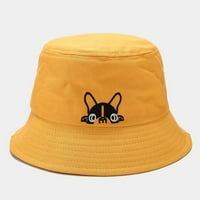 iopqo кофа шапки летни мъже и жени карикатура печат сгъваем рибар шапка слънчева шапка шапка шапка жълто