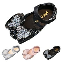 Обувки за малко дете модна лятна момичета танцови обувки принцеса рокля Performance Shoes Pearl Sequin Ribbon Bow Light Solid Doddler Shoes 4C