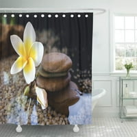 Докосване на природата Релаксираща и спокойна цветна слюнка Frangipani, украсена с душ завеса