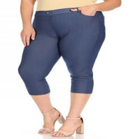 Женски плюс размер небрежно удобно тънки джобни джинси дънки панталони панталони