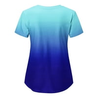 fvwitlyh обикновени тениски за жени тениски за жени v шия летни цветни блокове върхове синьо xx-големи