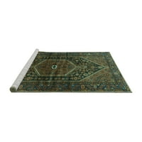 Ahgly Company Machine Wareable Indoor Square Persian Turquoise Blue Traditional Area Cugs, 4 'квадрат