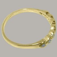 Британски направени 18k жълто злато естествено аквамарин женски пръстен за вечност - Опции за размер - размер 10