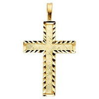 IOKA - 14k Жълто злато Религиозен кръст Чар висулка за огърлица или верига