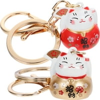 Frcolor fortune котка ключови висулки японски стил ключов ключ за катарама за портмоне за портмоне за портмоне