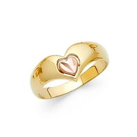 14K Yellow & Rose Gold Fancy Heart Ring V Shape Band Polished Finis