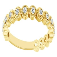 Кръгло изрязано бяло естествено диамантен юбилеен лентен пръстен в 14K твърдо жълто злато, размер на пръстена-10.5