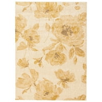 Chaudhary Living 6.5 '9.5' От бял и златен флорален правоъгълна зона за хвърляне на килим