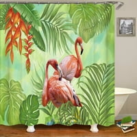 240x баня водоустойчив душ завеса тропически растения розова птица фламинго печат полиестер баня завеса домашна декорация