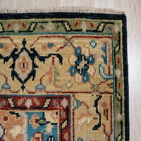Военноморски ръка, заплетена с вълна Традиционен килим Heriz Serapi, 10 '14'