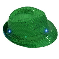 Мигаща светлина led цветно пайети унизинг фантазия рокля танцова парти шапка зелено