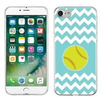 Случаен калъф за Apple iPhone 8, Onetoughshield ® Premium TPU гел Телефон - Chevron Teal Softball