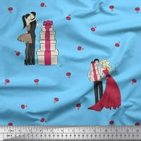 Soimoi Polyester Crepe Fabric Gift Box, цветна група и двойки обичат тъканта за печат край двора