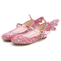 Rotosw Kids Princess Shoe Butterfly Ress Shoes Comfort Mary Jane Round Toe Magic Tape Help Pump Небрежно анти-плъзгане помпи черни 2y