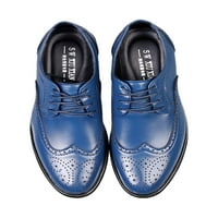 Colisha Men Brogues Бизнес рокля обувки Wingtips Oxfords Mens Casual Leather Shoe Официално синьо 9