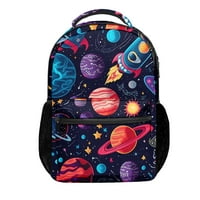Космическа планета уникална училищна раница трайна сладка чанта за пътуване със странични джобове за момчета момичета деца деца подарък
