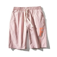 Мъжки къси комплекти Всички къси панталони комплект мъже летни плътни цветни панталони отпечатани теглене на разхлабени ежедневни спортове Прави шорти Pinkl Pinkl