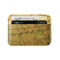 Fusipu мъже жени Fau Leather Map Credit Card Casher Case Case Slim Wallet Coin Purse