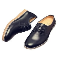 Мъжки предни разходи Мъжки апартаменти с ниска топ рокля обувки Кръг пръст Оксфорд обувки работи дишаща мъжка дантела нагоре Черно 8.5