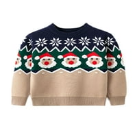 Bomotoo Toddler Basic Pullover Santa Claus Print Сладки плетени пуловери, които играят хлабав топъл пуловер червено