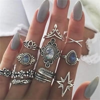 xiangdd жени бохемски сребърен любител на сватбата стек пръстен над пръстените на кокалчетата