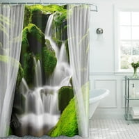 3d пролетна природа водопад душ завеса тропическа джунгла душ завеса зелено растение бяла марля пейзаж водоустойчив плат за душ завеси комплект за декор за баня с куки 72x72