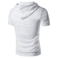 ризи за мъже лято солидни ежедневни къси спортове мъжки качулка цветен ръкав Мъжки блузи мъже официални ризи бели + s