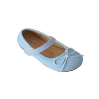 Tenmi Girls Flats Bowknot Ress Shoes Comfort Mary Jane Ankle Strap Leather обувка момиче сладко ежедневно синьо 8c