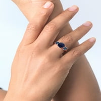 Gem Stone King 3. CT Blue Sapphire Purplish създаде Alexandrite Rose Gold Plated 18K сребърен пръстен