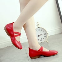 Небрежни обувки за жени свободно време женски летен мек подместен плътно цвят неплъзгащи се клинове кръг пръст на пръсти Дишащи танцуващи обувки Жените ежедневни обувки изкуствена кожа Червена 42