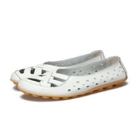 Обувки за дамски ежедневни обувки с плоска лодка шофиране на неплъзгащи се мокасини се плъзгат върху широки ширини бели 8