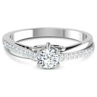 Harry Chad Enterprises 1. CT 14K бяло злато искрящо блестящо изрязване на диаманти Сватбен пръстен