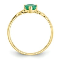 Солидно 10k жълто злато Истинско изумрудено зелено може Gemstone Birthstone годежен пръстен размер 6.5