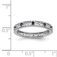 Сребърен сребърен изрази, създаден сапфирен пръстен Размер: 9; за възрастни и тийнейджъри; За жени и мъже