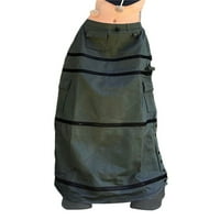 Жени дълги товарни поли с нисък ръст твърди джобове y2k e-girl Zipper патч панел пола улично облекло реколта ретро мини рокля