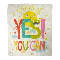 Фланелен хвърляне на одеяло дете Цветна цитат Да, можете да надпишете сладко слънце меко за диван и диван