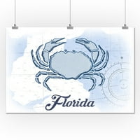 Флорида - раци - синя - крайбрежна икона - произведение на фенерния пресата