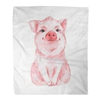 Хвърлете одеяло топло уютно печат фланел розово смешно свине сладък акварелен ферма бебе удобно меко за диван и диван