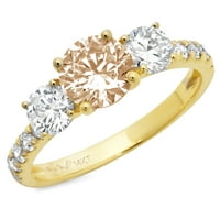 2.02ct кръгло отрязано шампанско симулиран диамант 18k жълто злато годишнина годежен каменният пръстен размер 9.25
